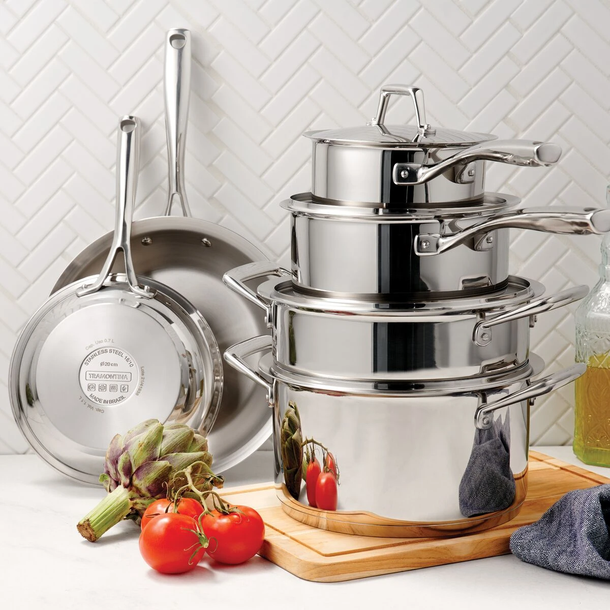 Tramontina Prima 10 Pc Stainless Steel Cookware Set 1 Tramontina Prima 10 Pc Stainless Steel Cookware Set