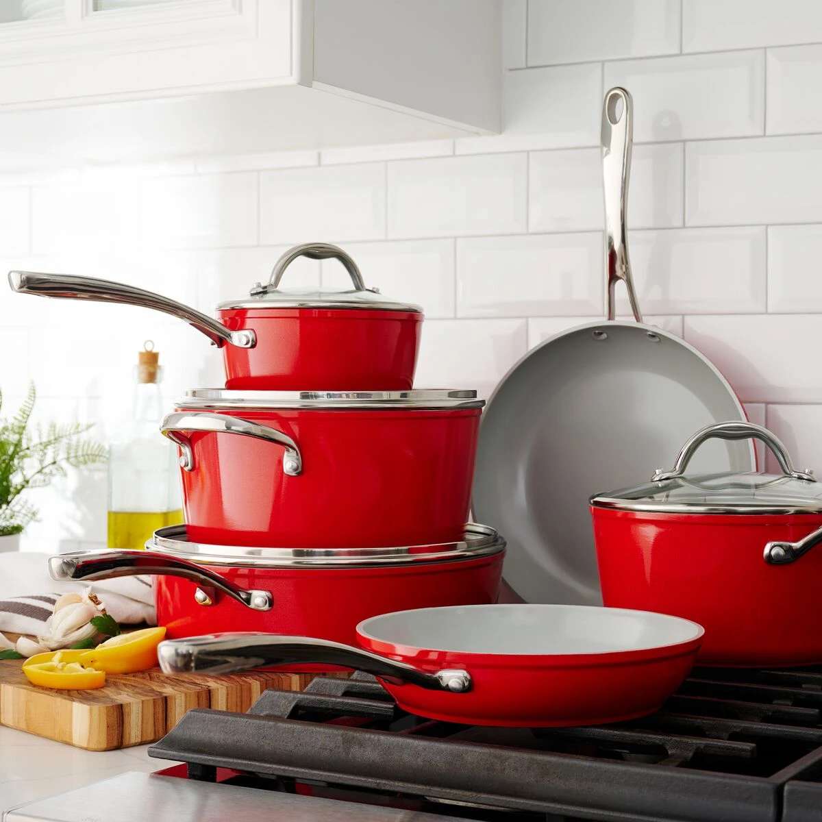 Tramontina 10 Pc Cold-Forged Induction Ceramic Cookware Set - Red 10 Tramontina 10 Pc Cold-Forged Induction Ceramic Cookware Set - Red - Image 10