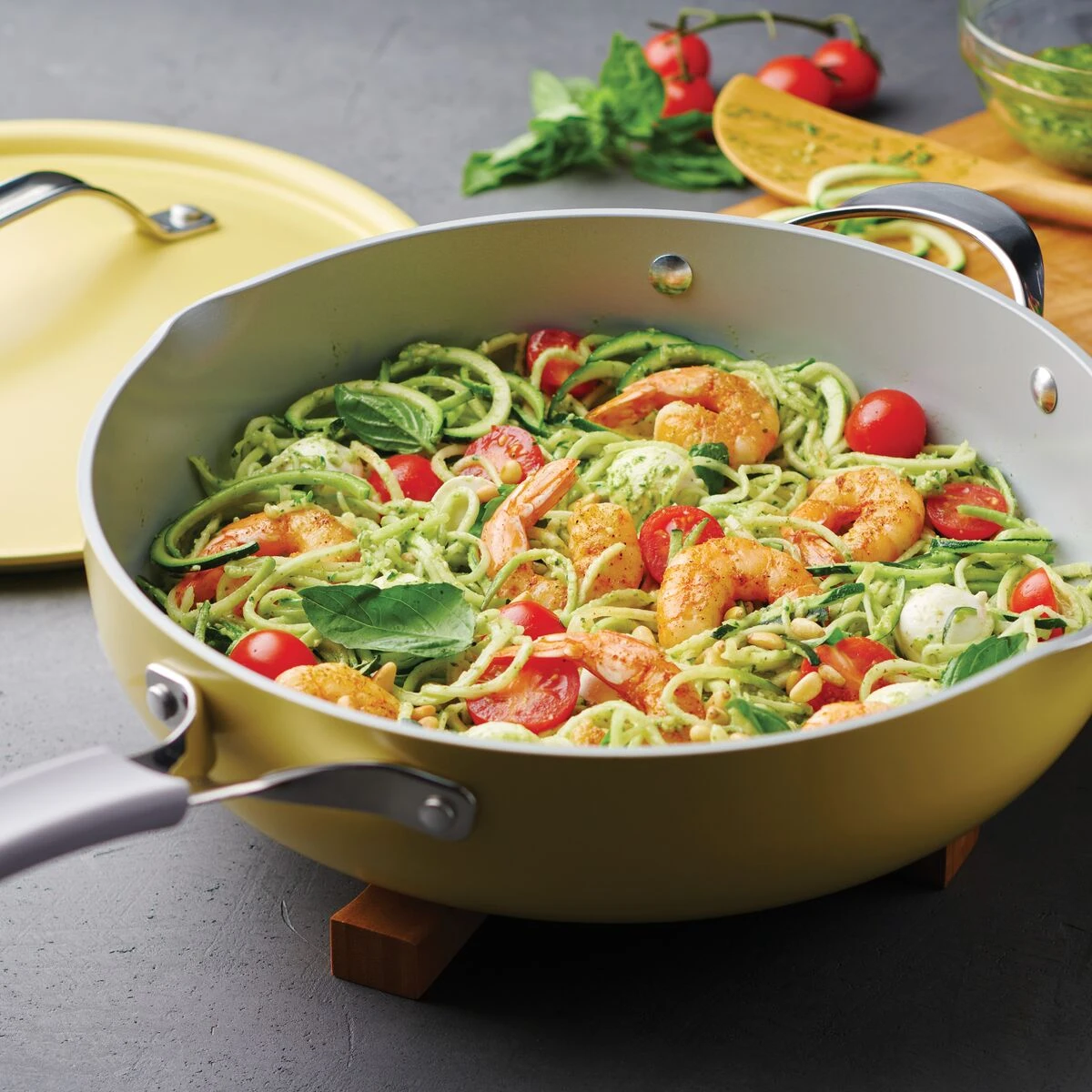 Tramontina All In One Plus Pan, 5 Qt Ceramic Non Stick - Mustard Yellow 2 Tramontina All In One Plus Pan, 5 Qt Ceramic Non Stick - Mustard Yellow - Image 2