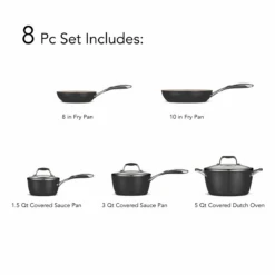 Tramontina 8 Pc Ceramic Cookware Set - Black 13 Tramontina 8 Pc Ceramic Cookware Set - Black -Tramontina Sales Store 80110200ANI001G
