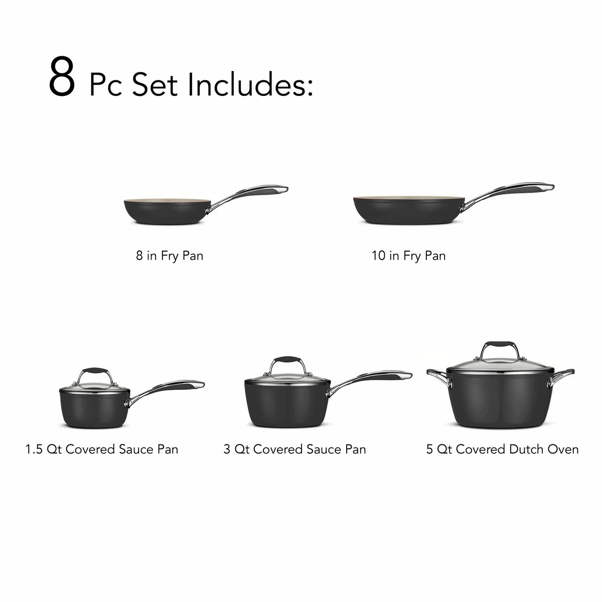 Tramontina 8 Pc Ceramic Cookware Set - Black 7 Tramontina 8 Pc Ceramic Cookware Set - Black - Image 7