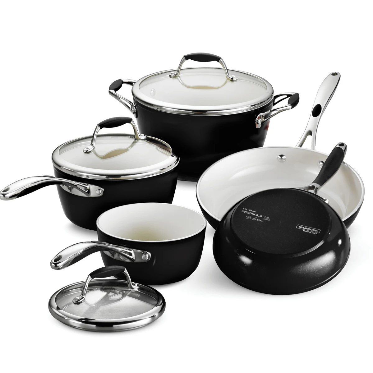 Tramontina 8 Pc Ceramic Cookware Set - Black 2 Tramontina 8 Pc Ceramic Cookware Set - Black - Image 2