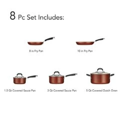 Tramontina Ceramica 8 Pc Cookware Set - Metallic Copper 8 Tramontina Ceramica 8 Pc Cookware Set - Metallic Copper -Tramontina Sales Store 80110219IXI002G