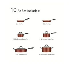 Tramontina Ceramica 10 Pc Cookware Set - Metallic Copper -Tramontina Sales Store 80110220IXI001G
