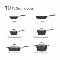 Tramontina 10 Pc Ceramic Cookware Set - Black -Tramontina Sales Store 80110525ANM005G