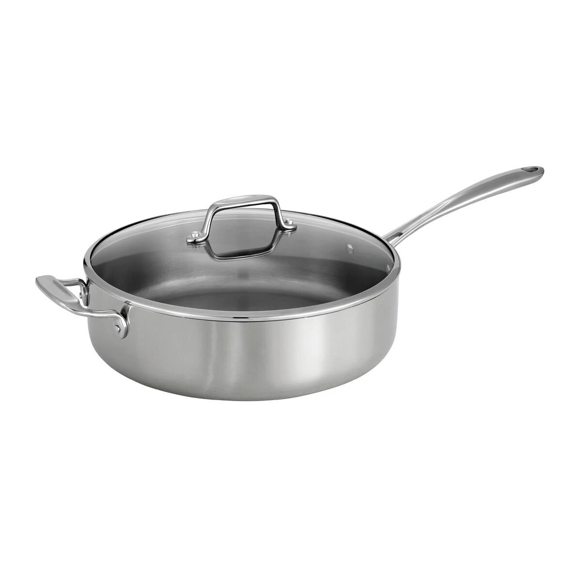 Tramontina 6 Qt Tri-Ply Clad Stainless Steel Covered Deep Sauté Pan - Glass Lids 2 Tramontina 6 Qt Tri-Ply Clad Stainless Steel Covered Deep Sauté Pan - Glass Lids - Image 2