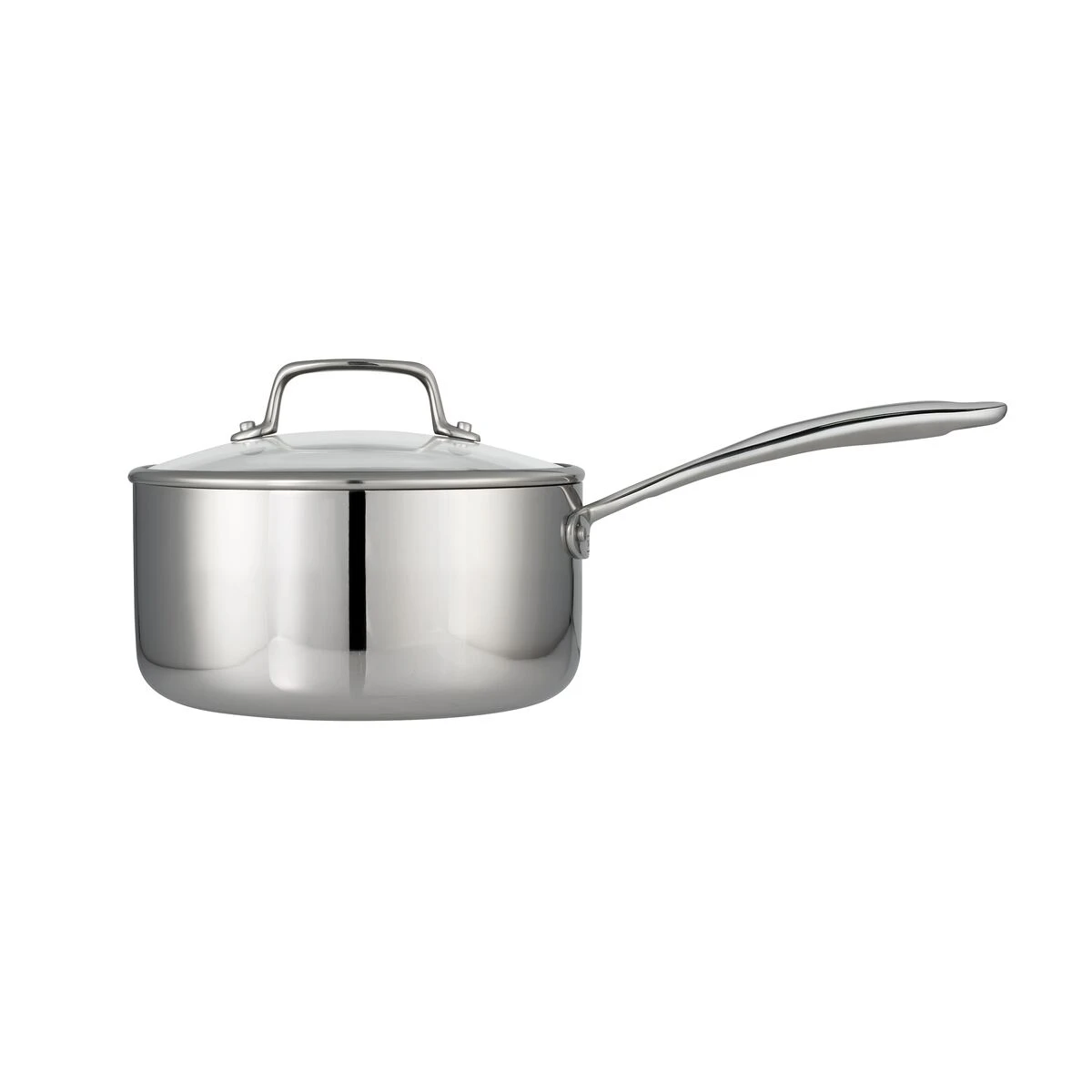 Tramontina Tri-Ply Clad 3 Qt Stainless Steel Covered Sauce Pan - Glass Lid 4 Tramontina Tri-Ply Clad 3 Qt Stainless Steel Covered Sauce Pan - Glass Lid - Image 4