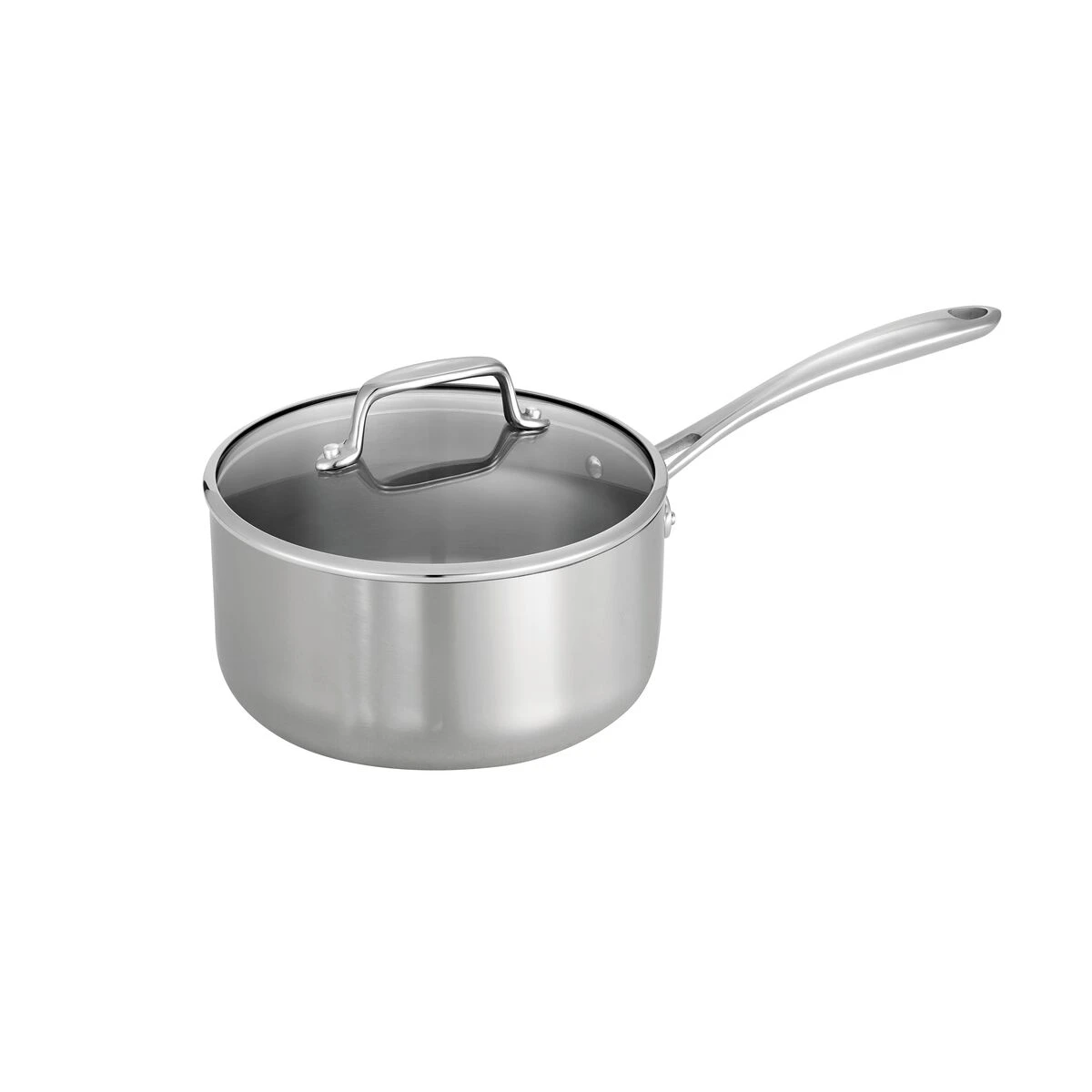 Tramontina Tri-Ply Clad 3 Qt Stainless Steel Covered Sauce Pan - Glass Lid 2 Tramontina Tri-Ply Clad 3 Qt Stainless Steel Covered Sauce Pan - Glass Lid - Image 2