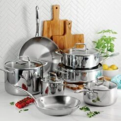 Tramontina Tri-Ply Clad 12 Pc Stainless Steel Cookware Set With Glass Lids