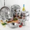 Tramontina Tri-Ply Clad 14 Pc Stainless Steel Cookware Set With Glass Lids