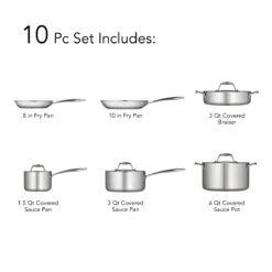 Tramontina 10 Pc Tri-Ply Clad Stainless Steel Cookware Set 20 Tramontina 10 Pc Tri-Ply Clad Stainless Steel Cookware Set -Tramontina Sales Store 80116248IXI002G