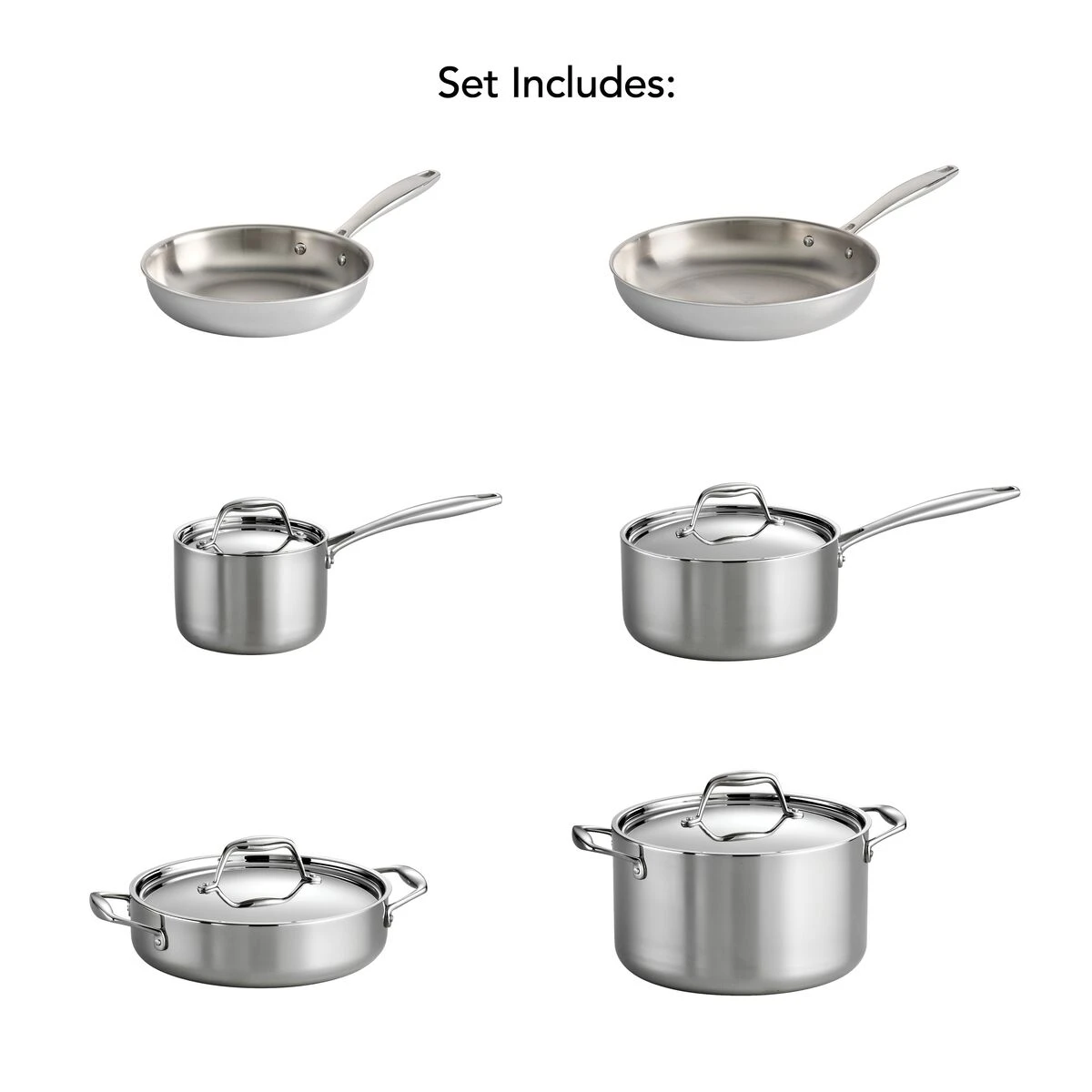 Tramontina 10 Pc Tri-Ply Clad Stainless Steel Cookware Set 2 Tramontina 10 Pc Tri-Ply Clad Stainless Steel Cookware Set - Image 2