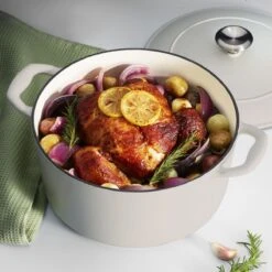 Best Seller 17 Tramontina 5.5 Qt Enameled Cast-Iron Series 1000 Covered Round Dutch Oven - Matte White