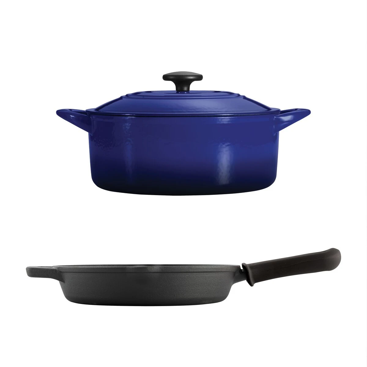 Tramontina 3 Pc Essential Cast Iron Cookware Set - Blue 5 Tramontina 3 Pc Essential Cast Iron Cookware Set - Blue - Image 5