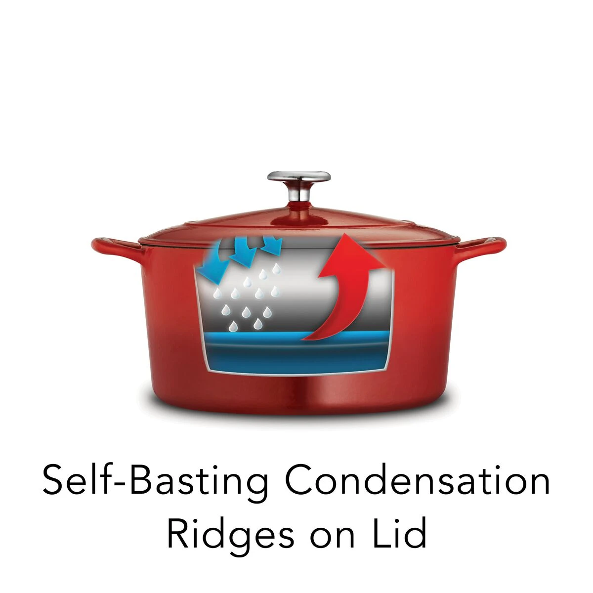 Tramontina 6.5 Qt Enameled Cast-Iron Series 1000 Covered Round Dutch Oven - Gradated Red 6 Tramontina 6.5 Qt Enameled Cast-Iron Series 1000 Covered Round Dutch Oven - Gradated Red - Image 6