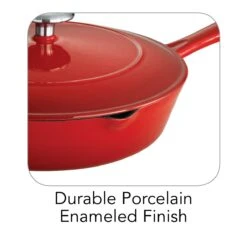 Tramontina 10 In Enameled Cast-Iron Series 1000 Covered Skillet - Gradated Red -Tramontina Sales Store 80131057IXI001G