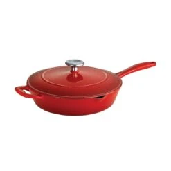 Tramontina 10 In Enameled Cast-Iron Series 1000 Covered Skillet - Gradated Red -Tramontina Sales Store 80131057IXM002G