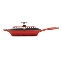 Tramontina 11 In Enameled Cast-Iron Series 1000 Grill Pan With Press - Gradated Red -Tramontina Sales Store 80131059IXM002G