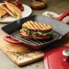 Tramontina 11 In Enameled Cast-Iron Series 1000 Grill Pan With Press - Gradated Red