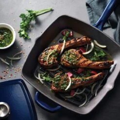 Tramontina 11 In Enameled Cast-Iron Series 1000 Grill Pan With Press - Gradated Cobalt