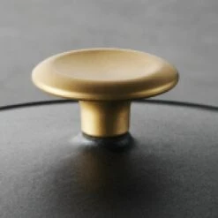 Tramontina 5.5 Qt Enameled Cast Iron Round Dutch Oven - Matte Black With Gold Stainless Steel Knob -Tramontina Sales Store 80131084IXM002G