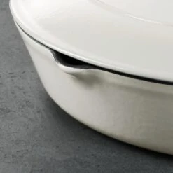 Tramontina 4 Qt Enameled Cast Iron Covered Braiser - Latte With Gold Stainless Steel Knob -Tramontina Sales Store 80131087IXM001G