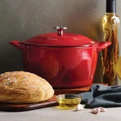 Best Seller 11 Tramontina 7 Qt Enameled Cast Iron Covered Tall Round Dutch Oven - Red