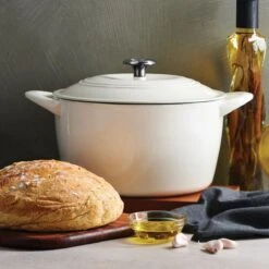 Tramontina 7 Qt Enameled Cast Iron Covered Tall Round Dutch Oven - Latte -Tramontina Sales Store 80131353IXM001G