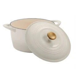 Tramontina 7 Qt Enameled Cast Iron Covered Tall Round Dutch Oven - Latte With Gold Knob 10 Tramontina 7 Qt Enameled Cast Iron Covered Tall Round Dutch Oven - Latte With Gold Knob -Tramontina Sales Store 80131357IXM002G