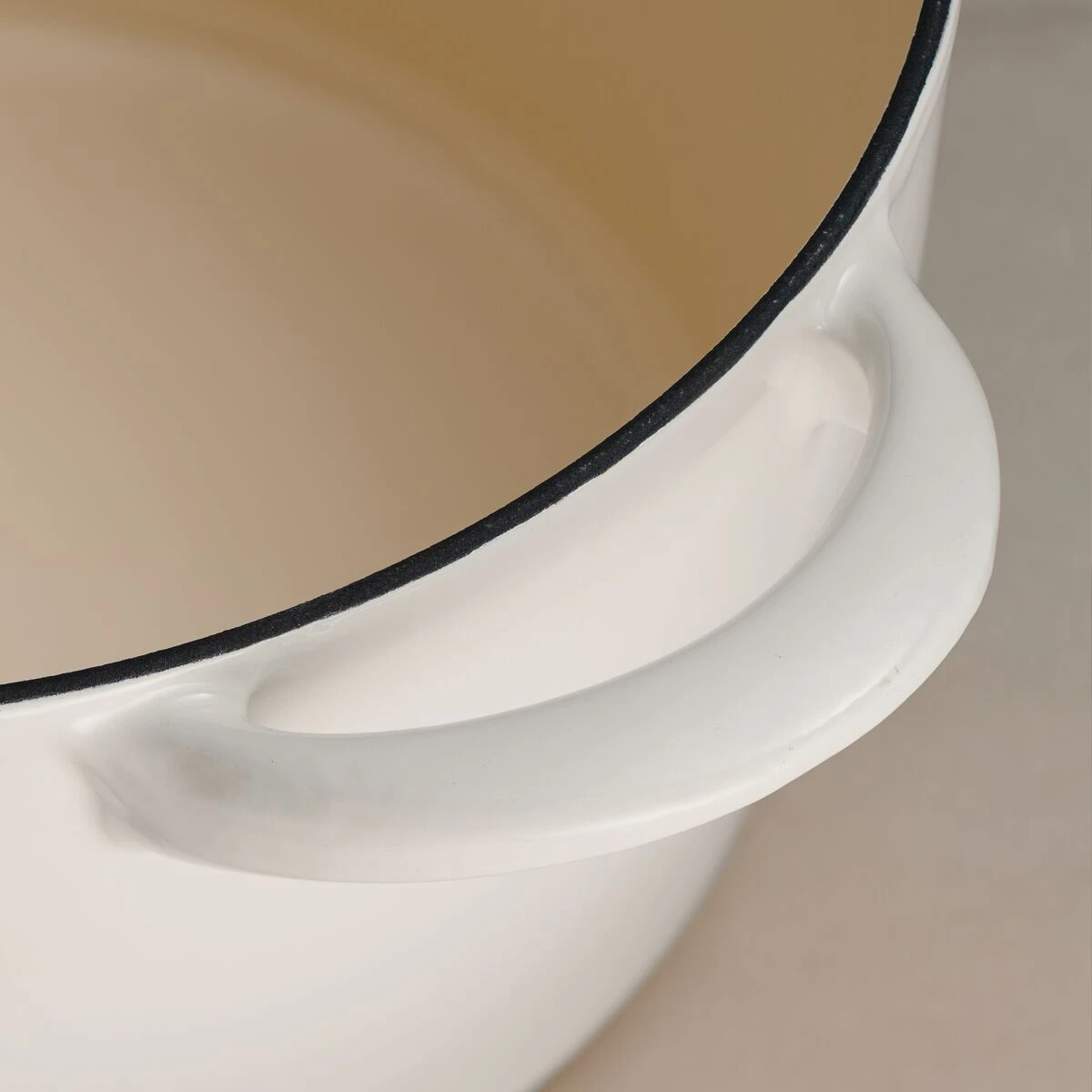 Tramontina 7 Qt Enameled Cast Iron Covered Tall Round Dutch Oven - Latte With Gold Knob 6 Tramontina 7 Qt Enameled Cast Iron Covered Tall Round Dutch Oven - Latte With Gold Knob - Image 6