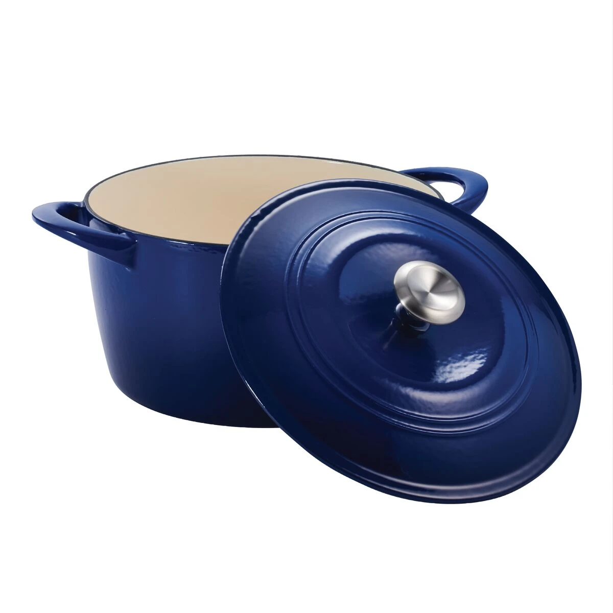 Tramontina 7 Qt Enameled Cast Iron Covered Tall Round Dutch Oven - Classic Blue 4 Tramontina 7 Qt Enameled Cast Iron Covered Tall Round Dutch Oven - Classic Blue - Image 4