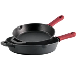 Tramontina Pre-seasoned Cast Iron 2 Pk Skillets With Silicone Grips 20 Tramontina Pre-seasoned Cast Iron 2 Pk Skillets With Silicone Grips -Tramontina Sales Store 80131654ANM001G