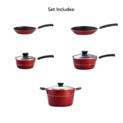 Tramontina Sicilia 8 Pc Aluminum Nonstick Cookware Set - Raspberry -Tramontina Sales Store 80149044IXM002G