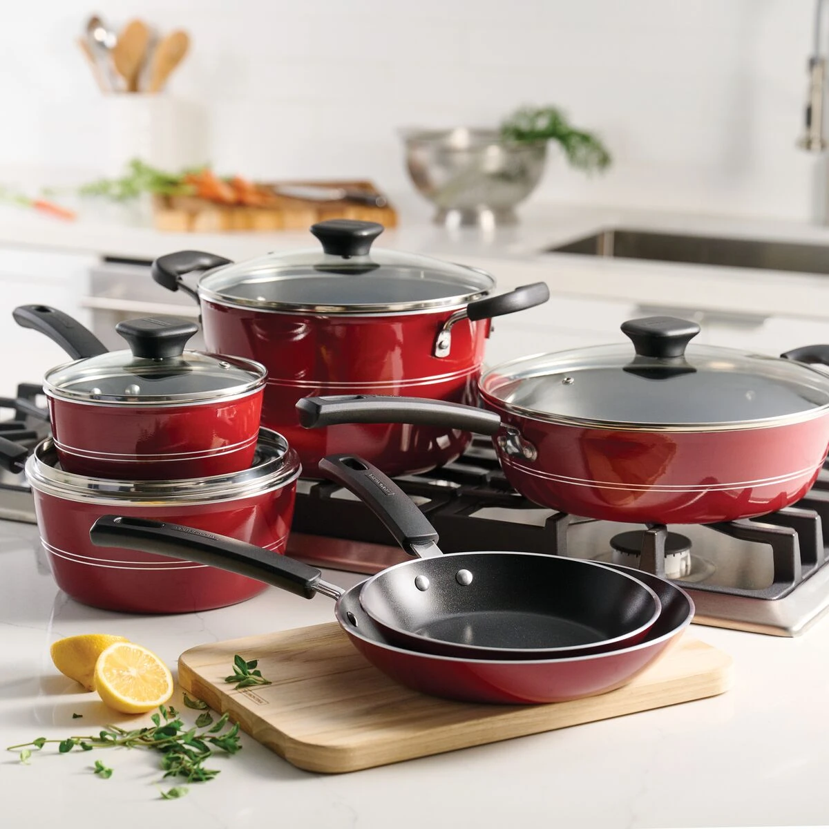 Tramontina Sicilia 10 Pc Aluminum Nonstick Cookware Set - Raspberry 1 Tramontina Sicilia 10 Pc Aluminum Nonstick Cookware Set - Raspberry
