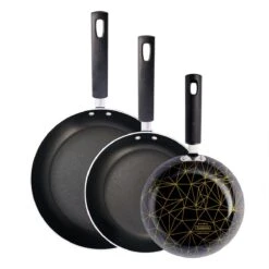 Tramontina 3 Pk Aluminum Nonstick Fry Pans - Black And Gold Pattern -Tramontina Sales Store 80149059IXM004G