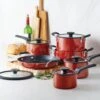 Tramontina Nesting 11 Pc Nonstick Cookware Set - Red