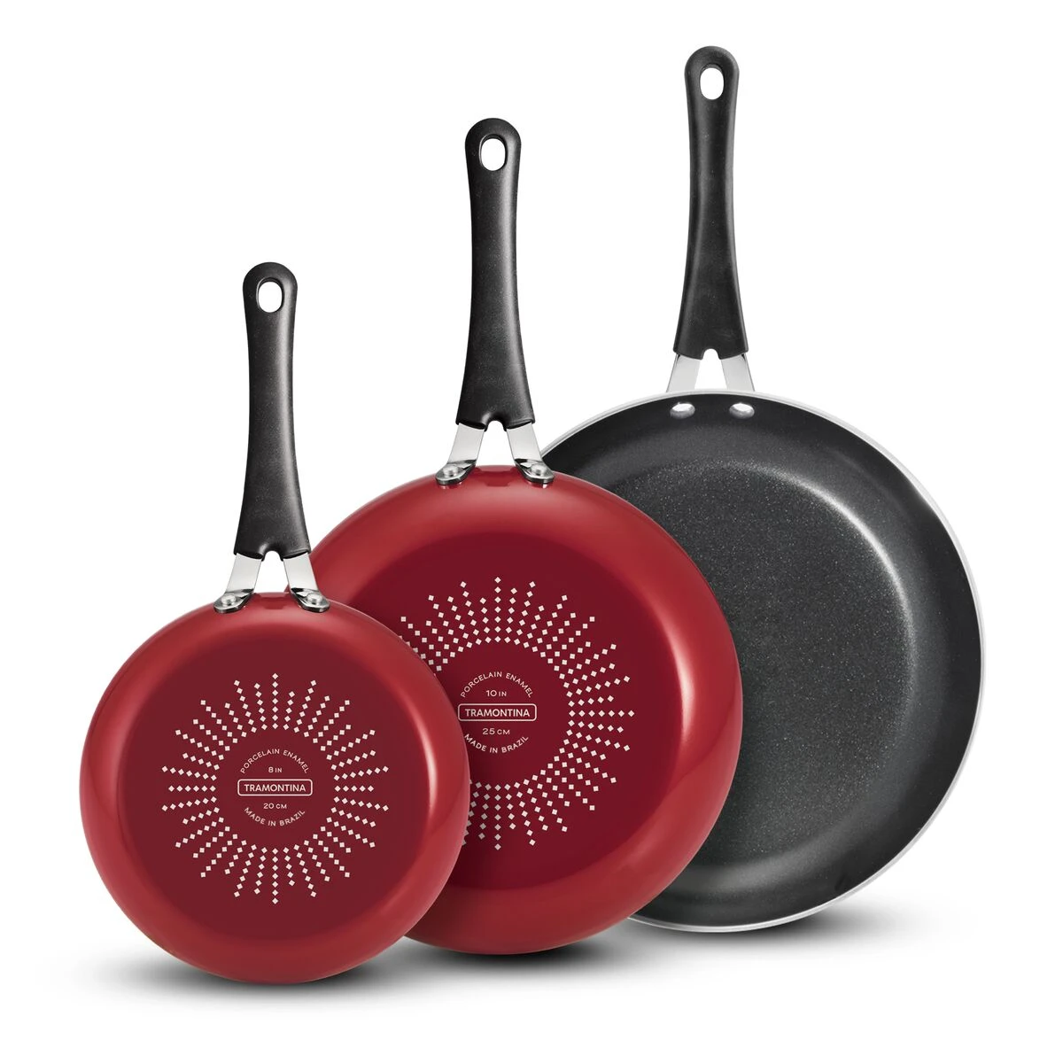 Tramontina 3 Pk Aluminum Fry Pan Set - Cayenne Red 1 Tramontina 3 Pk Aluminum Fry Pan Set - Cayenne Red