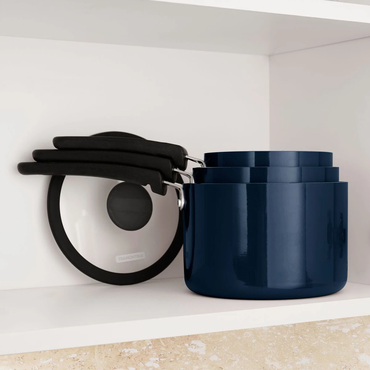 Tramontina Nesting 6 Pc Nonstick Sauce Pan Set - Naval 4 Tramontina Nesting 6 Pc Nonstick Sauce Pan Set - Naval - Image 4