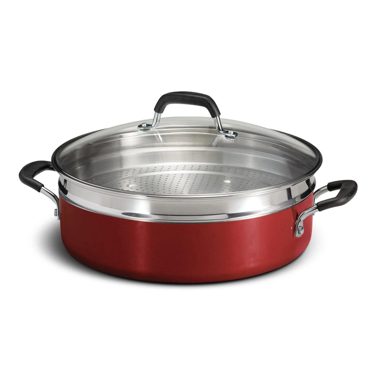Tramontina 5.5 Quart Nonstick Everyday Pan - Metallic Red 2 Tramontina 5.5 Quart Nonstick Everyday Pan - Metallic Red - Image 2