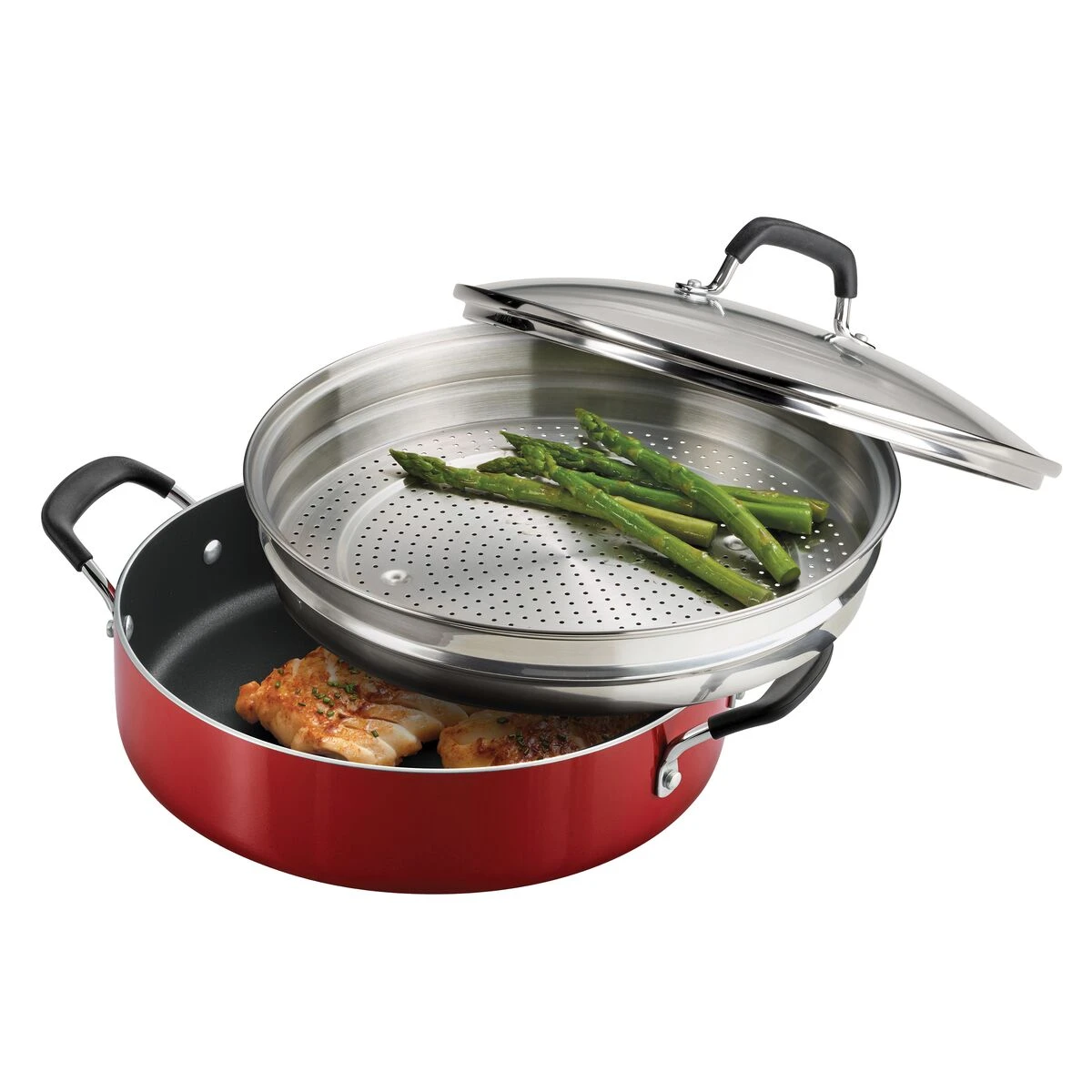 Tramontina 5.5 Quart Nonstick Everyday Pan - Metallic Red 3 Tramontina 5.5 Quart Nonstick Everyday Pan - Metallic Red - Image 3