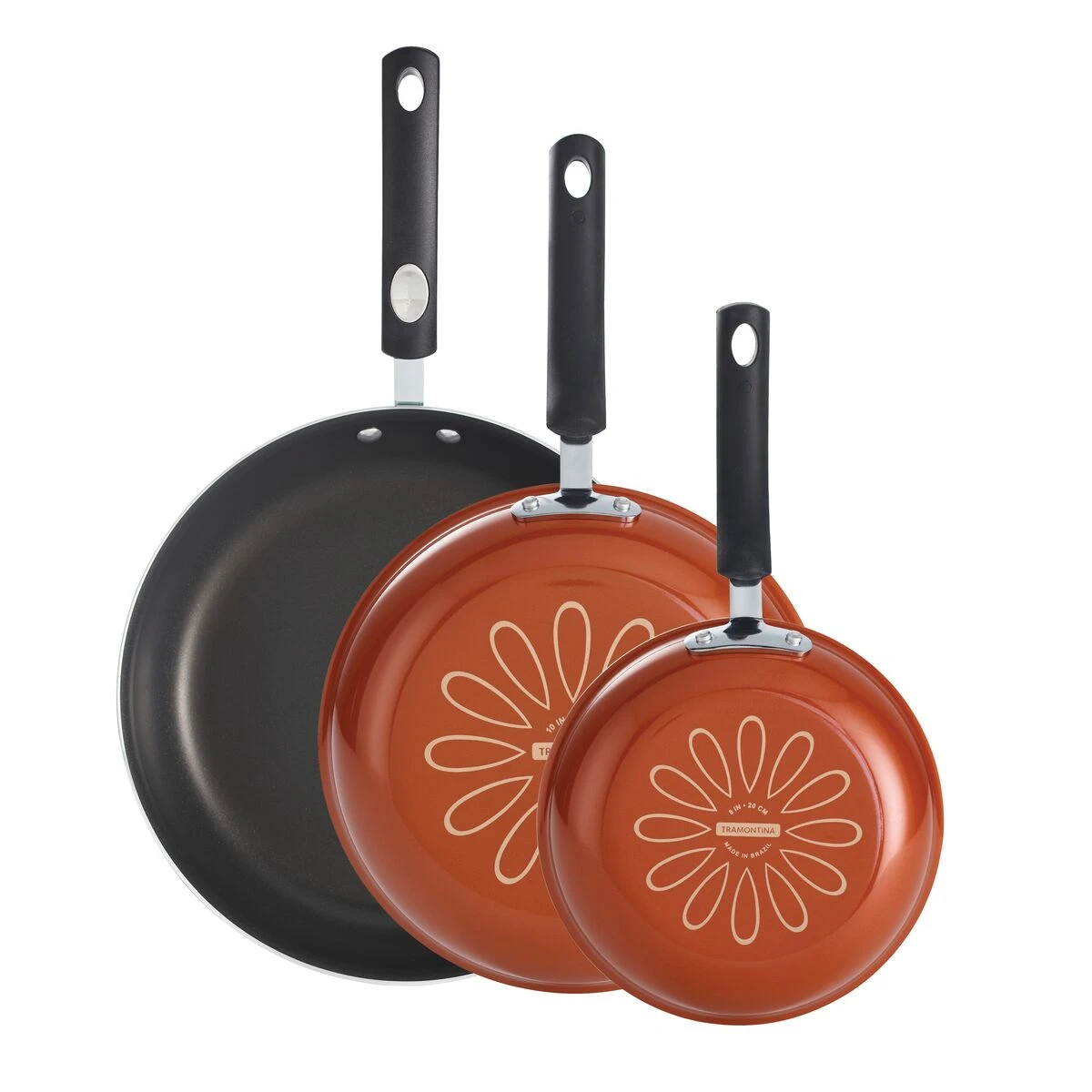 Tramontina 3 Pk Fry Pans - Metallic Red 2 Tramontina 3 Pk Fry Pans - Metallic Red - Image 2