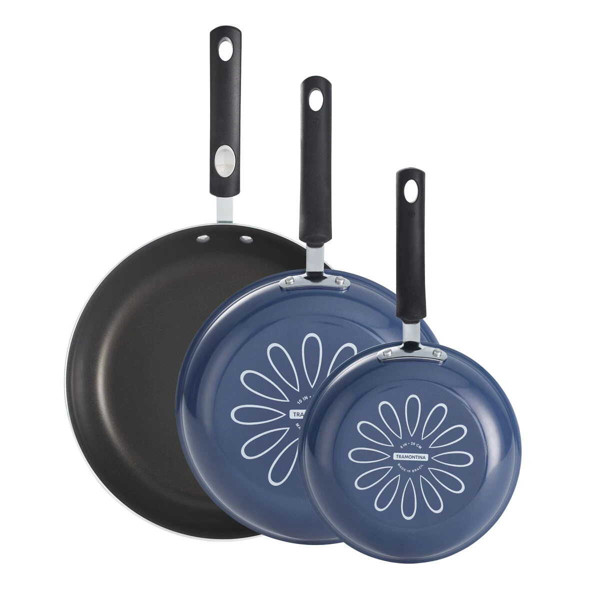 Tramontina 3 Pk Fry Pans - Metallic Medium Blue 2 Tramontina 3 Pk Fry Pans - Metallic Medium Blue - Image 2