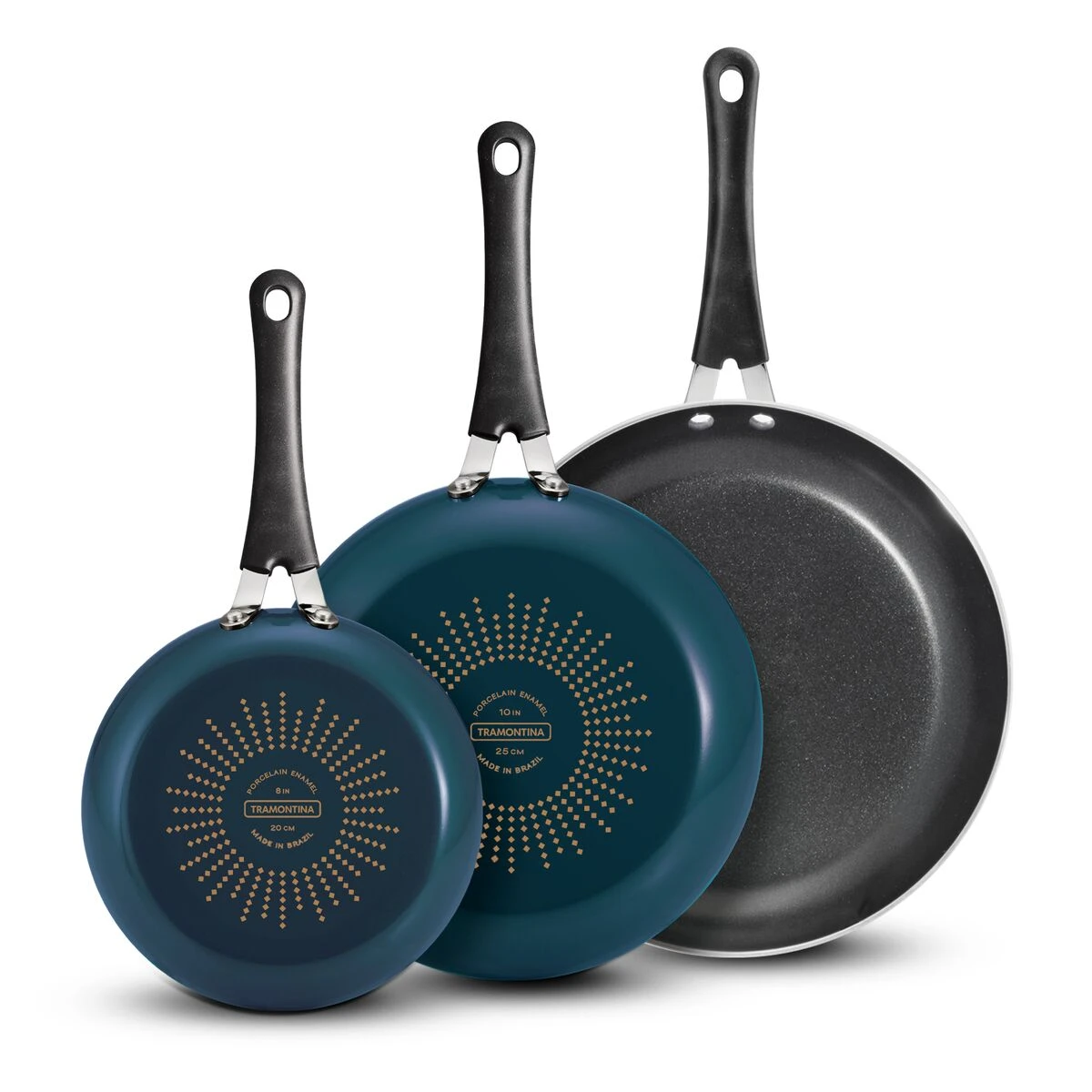 Tramontina 3 Pk Aluminum Fry Pan Set - Navy Blue 2 Tramontina 3 Pk Aluminum Fry Pan Set - Navy Blue - Image 2