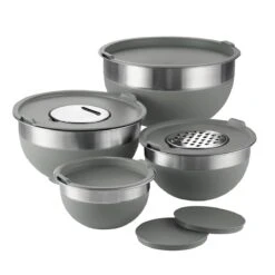 Tramontina 10 Pc Covered Stainless Steel And Silicone Mixing Bowl Set With Grating Tools - Charcoal Gray 11 Tramontina 10 Pc Covered Stainless Steel And Silicone Mixing Bowl Set With Grating Tools - Charcoal Gray -Tramontina Sales Store 80202044IXM001G