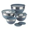 Tramontina 10 Pc Covered Stainless Steel And Silicone Mixing Bowl Set With Grating Tools - Blueberry Blue