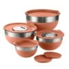 Tramontina 10 Pc Covered Stainless Steel And Silicone Mixing Bowl Set With Grating Tools - Persimmon Orange