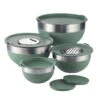 Tramontina 10 Pc Covered Stainless Steel And Silicone Mixing Bowl Set With Grating Tools - Sea Salt Green