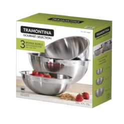 Tramontina 3 Pc Low Profile Stainless Steel Mixing Bowl Set 5 Tramontina 3 Pc Low Profile Stainless Steel Mixing Bowl Set -Tramontina Sales Store 80202531ANM001G