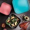 Tramontina 6 Pc Stainless Steel Covered Square Container Set - Multi Color Lids