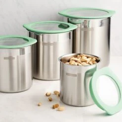 Tramontina 4 Pc Stainless Steel Canister Set - Mint Green -Tramontina Sales Store 80204025IXM001G